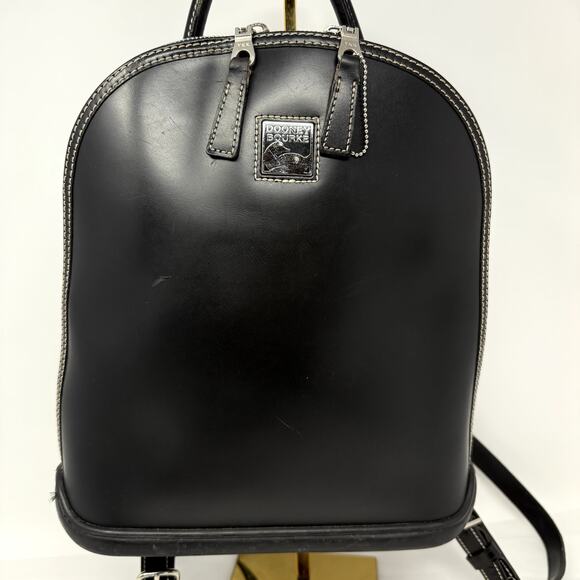 DOONEY & BOURKE Vintage PARASOLE Black Leather Backpack Bag Made in USA VTG main image 5